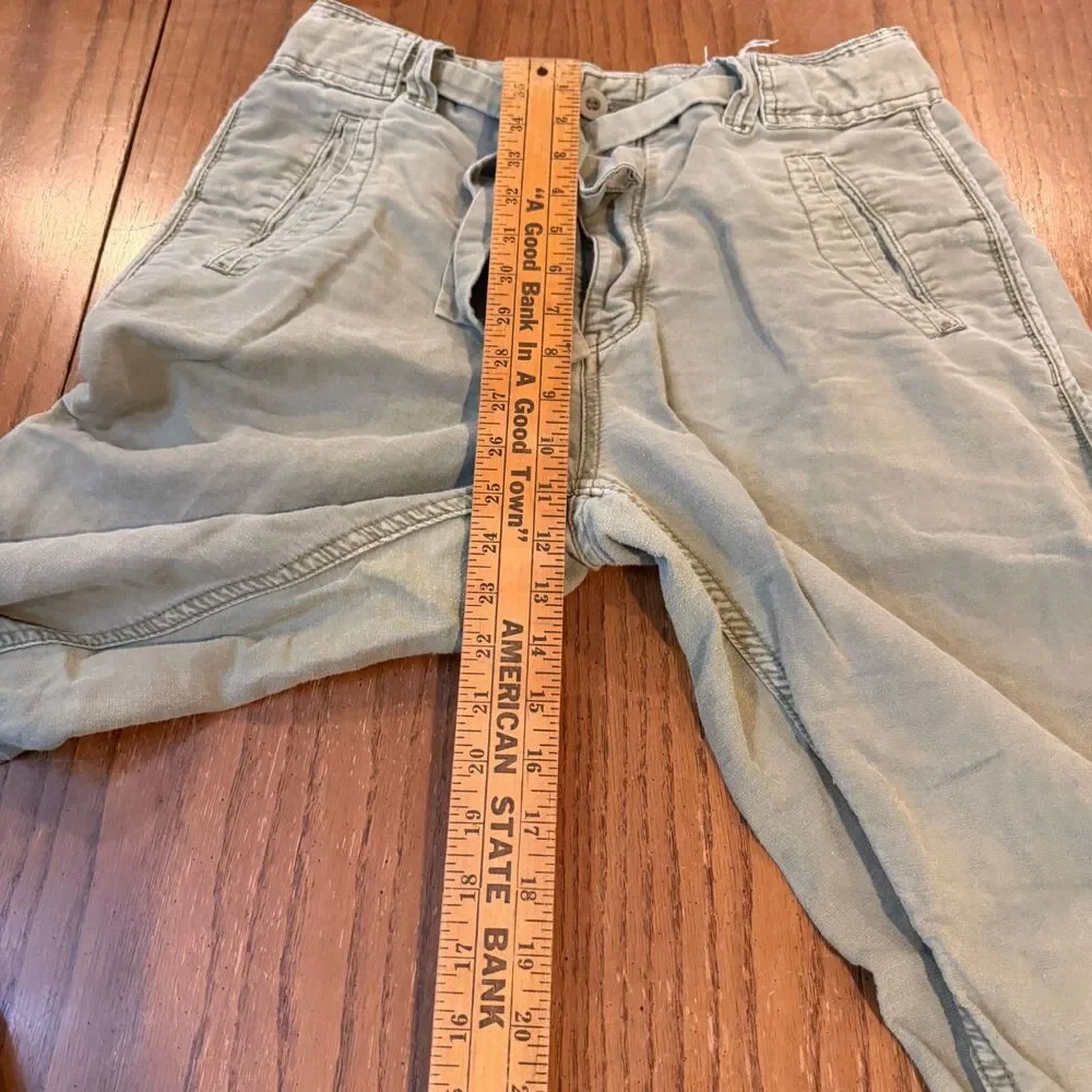 Free People Womens Olive Green Pants Tie Waist Tapered Utility Boho Casual 6
